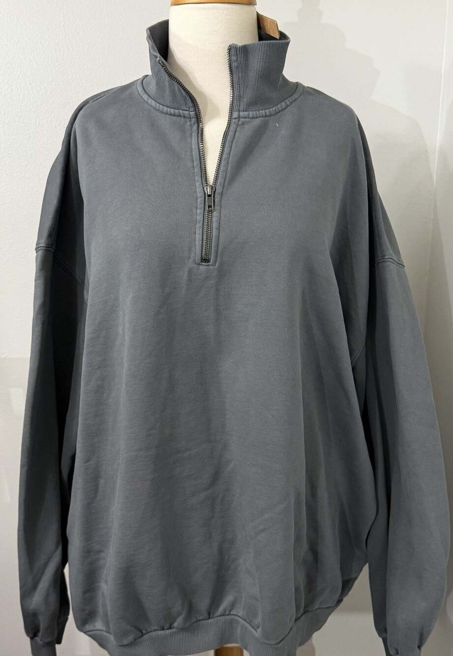 New SKIMS Boyfriend Fleece Slouchy Half Zip Pullover Sweatshirt Zircon L Large
